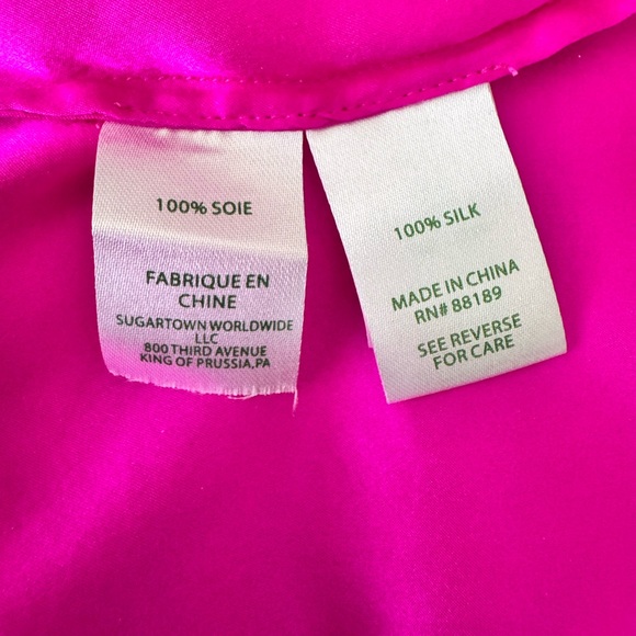 Lilly Pulitzer Magenta Silk Blouse Size Small - Picture 8 of 9